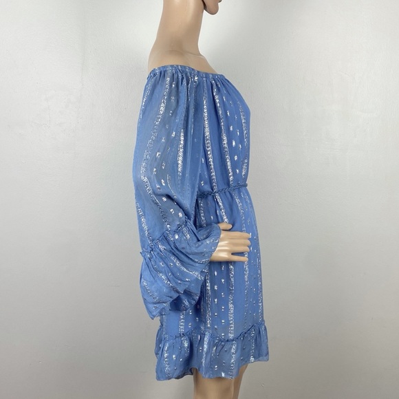 SAYLOR BLUE OFF-THE-SHOULDER ROMPER - Picture 4 of 8